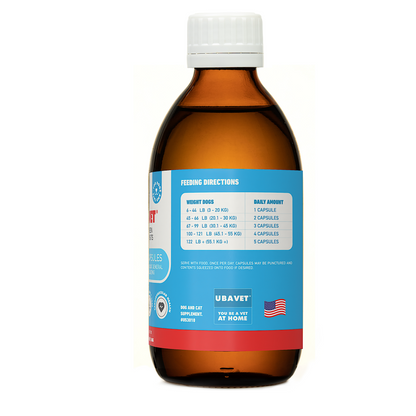 UBAVET Omega-3 Skin & Coat liquid supplement for dogs and cats with wild-caught fish oil and vitamins A, D, E