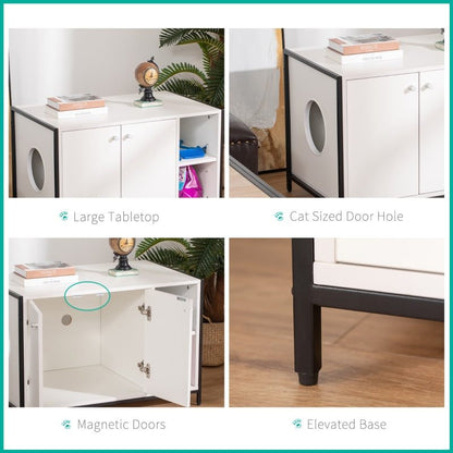Hidden Cat Litter Box Enclosure-Stylish Multi-Functional Cat Furniture