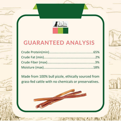 12-inch natural beef bully stick dog treats with high protein and low fat, ethically sourced from grass-fed cattle