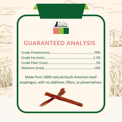 All-Natural Beef Gullet Stick dog treats made from 100% South American beef esophagus, high protein, low-fat healthy chews for dental and joint health.