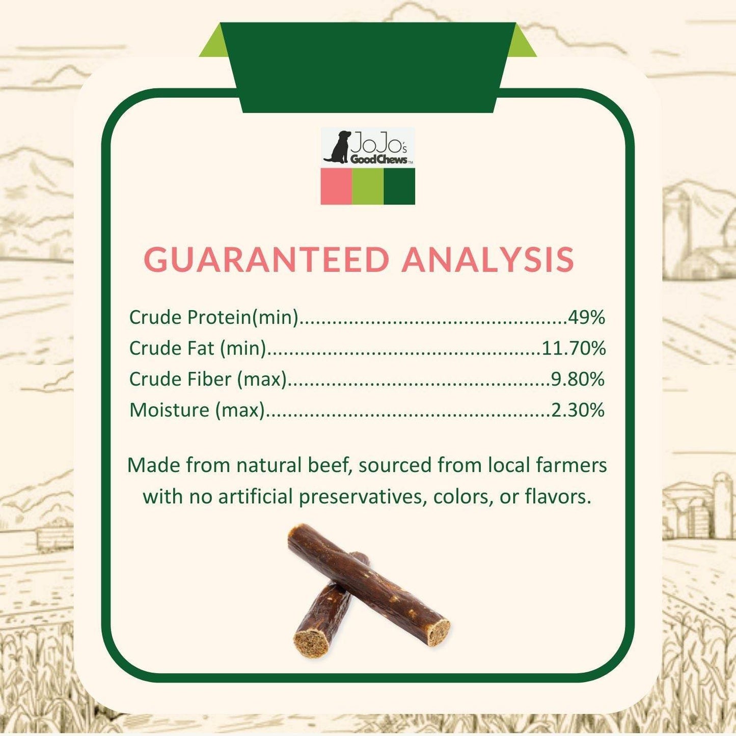 All-Natural Beef Sausage dog treats, 6-inch premium protein-packed chews