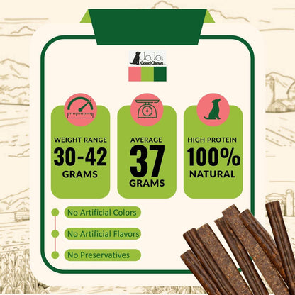 All-natural beef sausage dog treats 6-inch premium protein-packed chews