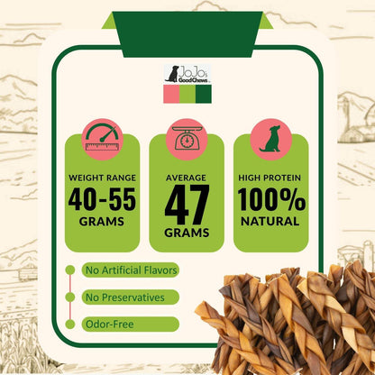 All-Natural Braided Collagen Stick dog treats high protein, no artificial flavors, preservative-free, odor-free, 6-inch braided chews for joint and skin health
