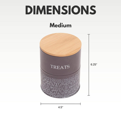Country Living DoCountry Living Dog Treat Canisters - 2 Carbon Steel Jars Bamboo Lidsg Treat Canisters set of 2 volcanic gray carbon steel jars with bamboo lids for pet treat storage