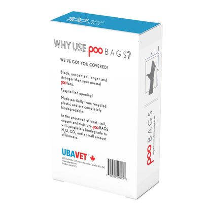 Box of UBAVET DOO Extra-Long Waste Bags for Dogs and Cats, 100-Pack, durable and unscented