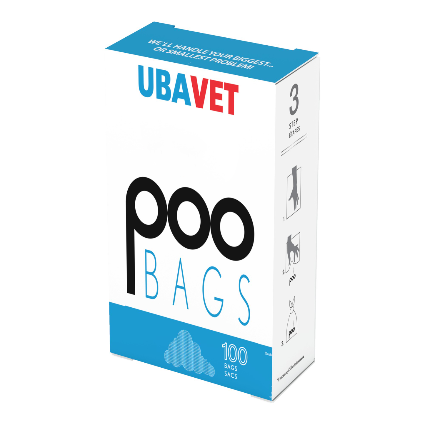 UBAVET DOO 100-pack extra-long waste bags for dogs and cats, durable, unscented, eco-friendly packaging