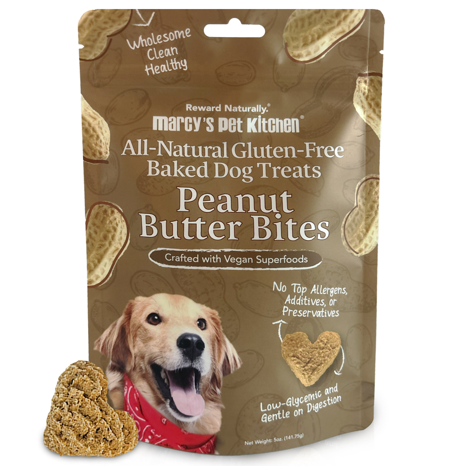 All-natural peanut butter dog treats gluten-free baked bites for sensitive stomachs and digestive health