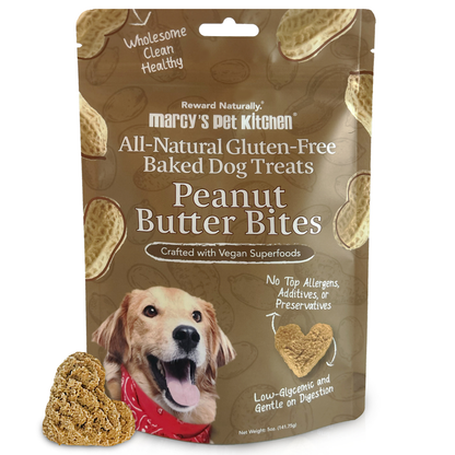 All-natural peanut butter dog treats gluten-free baked bites for sensitive stomachs and digestive health