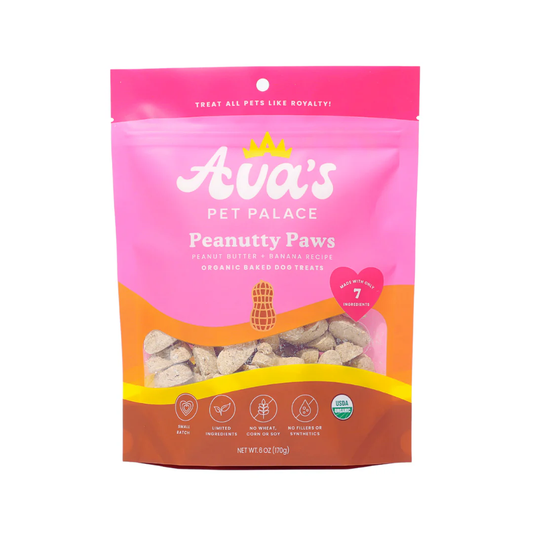 Ava's Pet Palace Organic Peanutty Paws dog treats USDA certified natural gluten-free peanut butter snacks 6 oz package