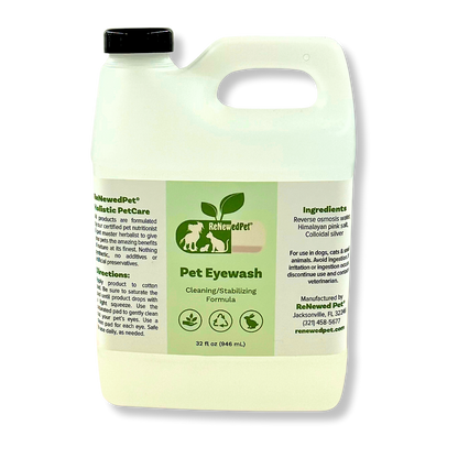 4-ALL PETS Eyewash natural pet eye cleaner with Himalayan pink salt and colloidal silver in 32 oz bottle