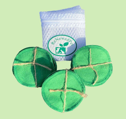 Reusable cotton pads for pet grooming with washable mesh bag by ReNewedPet