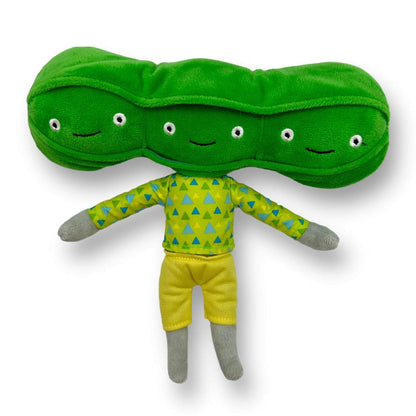 Pea Nose Work Dog Toy plush green pea pod with squeaky peas and soft doll body for interactive pet play