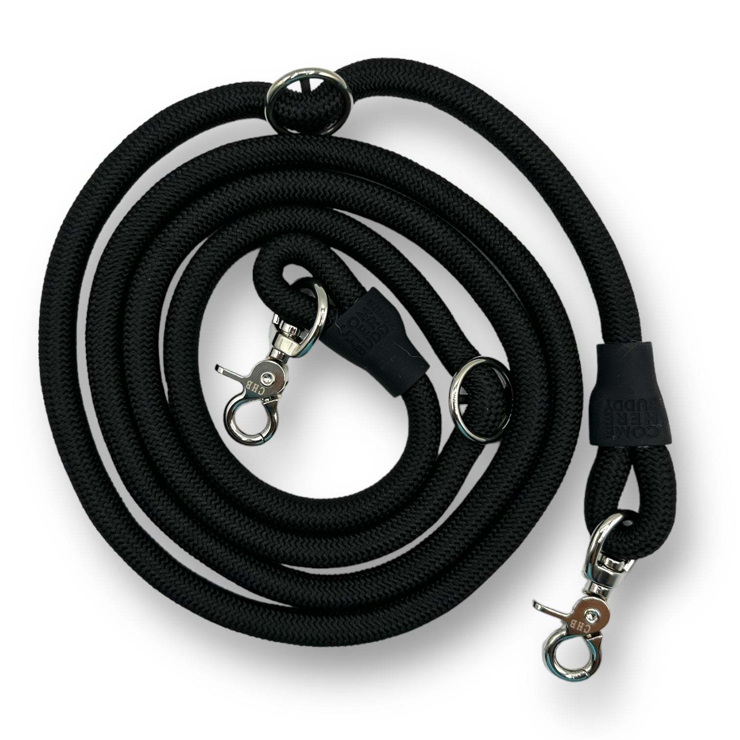 Black Kismet Dog Leash hands-free adjustable with metal hooks and vibrant colors
