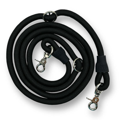 Black Kismet Dog Leash hands-free adjustable with metal hooks and vibrant colors