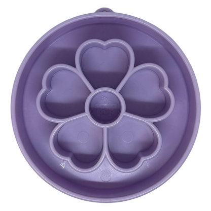 Purple Flower eBowl Deep Slow Feeder Dog Bowl with segmented chambers for healthy eating and enrichment