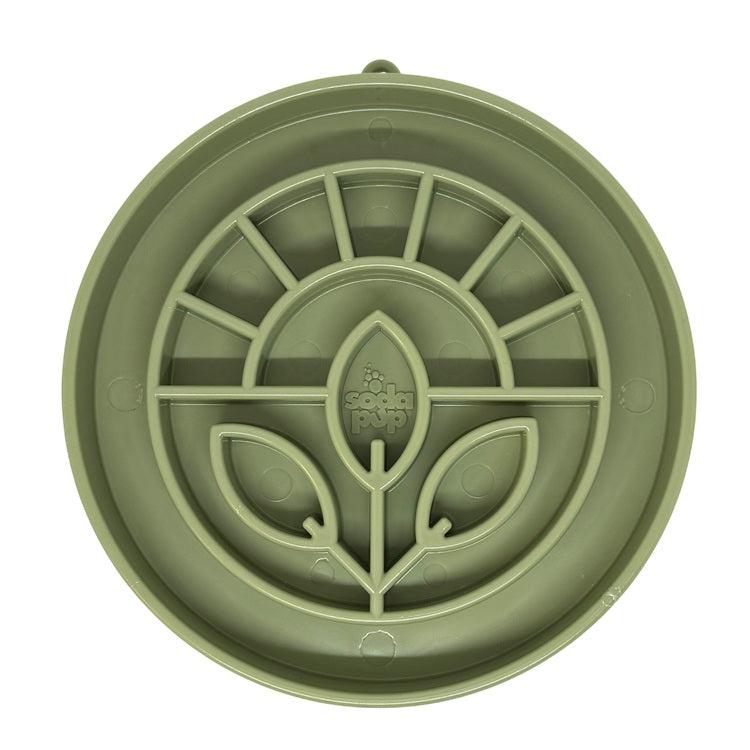 Garden Design eTray shallow slow feeder dog bowl in apple green with raised ridges for mental stimulation and slow eating
