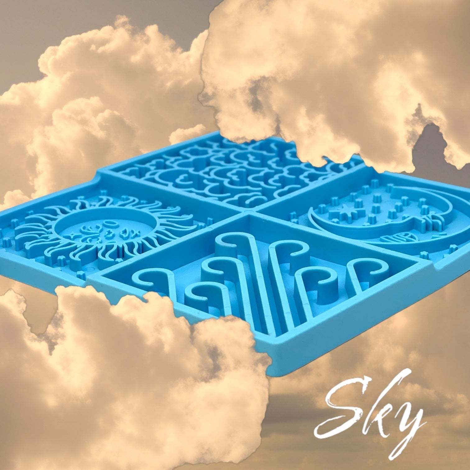Sky eMat enrichment toy with celestial cloud and star design for dogs and cats
