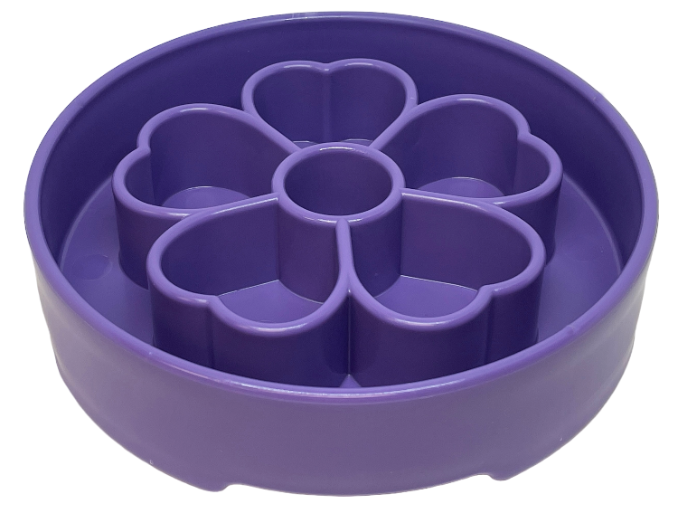 Purple Flower eBowl Deep Slow Feeder Dog Bowl with segmented chambers for healthier eating and enrichment