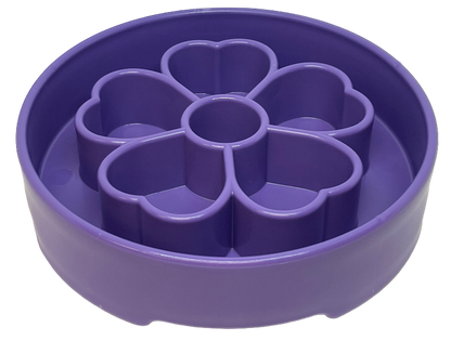 Purple Flower eBowl Deep Slow Feeder Dog Bowl with segmented chambers for healthier eating and enrichment