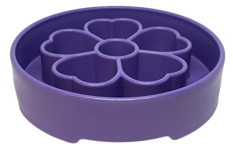 Purple Flower eBowl deep slow feeder dog bowl with segmented chambers for healthier eating and enrichment