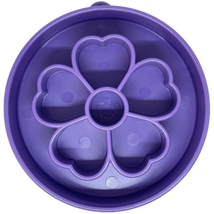 Purple Flower eBowl Deep Slow Feeder Dog Bowl with segmented chambers for healthy eating and enrichment