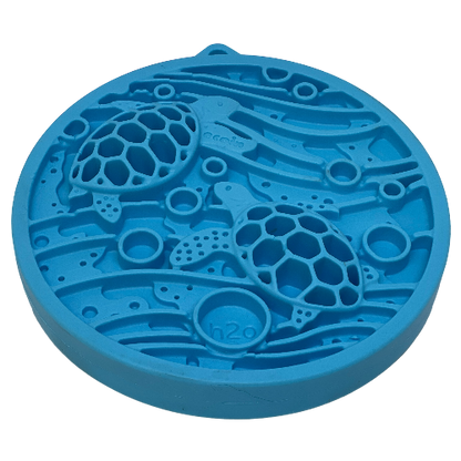 Turtle eMat-Mini blue lick mat for small dogs and cats with suction cups for enrichment and slow feeding