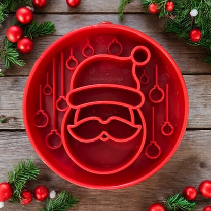 Santa Christmas eBowl red slow feeder dog bowl with festive Santa face design for healthy eating enrichment