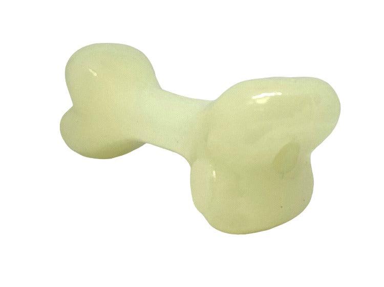 Glow-in-the-dark PUP-X rubber bone dog toy, durable chew and fetch toy for large dogs, floats on water, made in USA