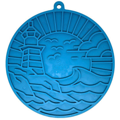 Blue Lighthouse eMat with suction cups for dog and cat enrichment and anxiety relief