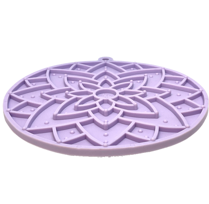 Lotus Design enrichment lick mat for dogs with suction cups, pastel purple, USA made, multi-texture for slow feeding and anxiety relief