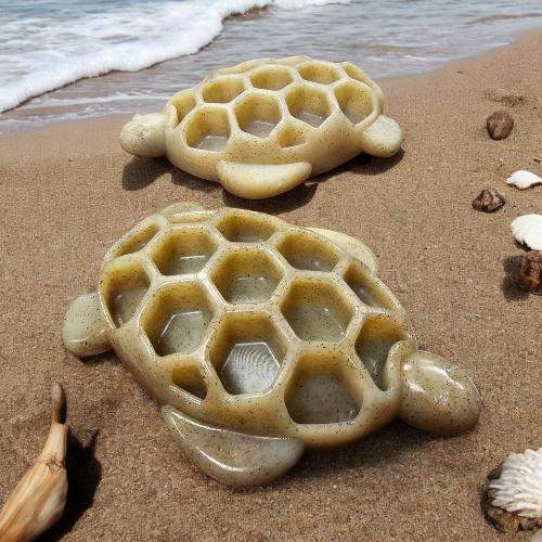 Turtle-shaped ultra-durable nylon chew toy with textured shell for power chewers and treat enrichment