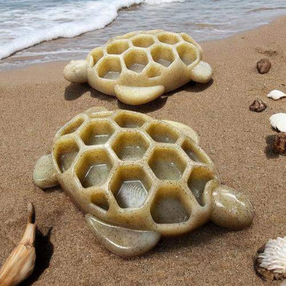 Turtle-shaped ultra-durable nylon chew toy with textured shell for power chewers and treat enrichment