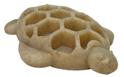 Turtle-shaped ultra-durable nylon chew toy with textured shell for power chewers, made in USA.