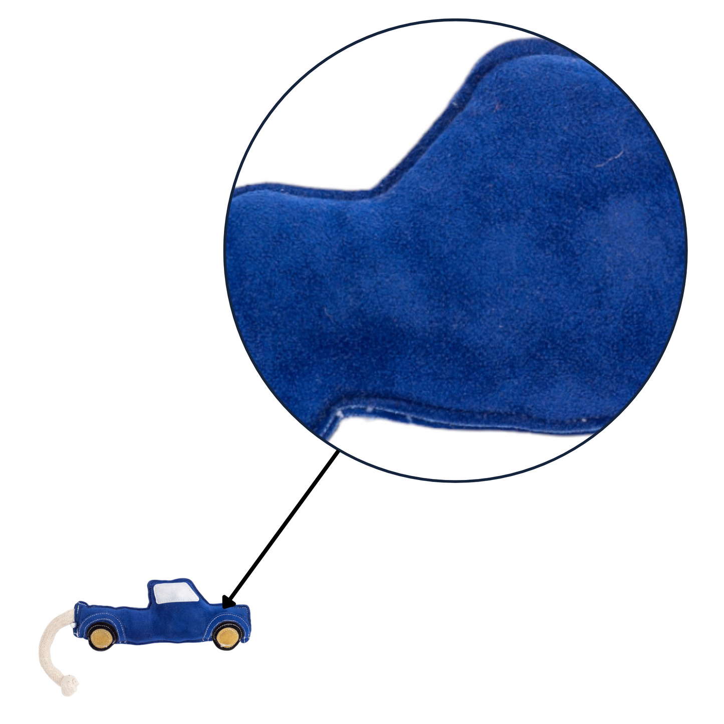 Country Living Faux Leather durable blue pickup truck dog chew toy with rope tail