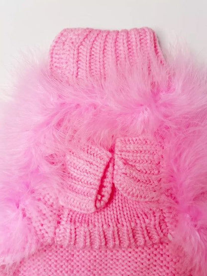 Haute Couture Feathered Luxury Pet Sweater: Stylish Warm Pet Clothes