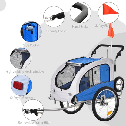 Elite II 2-In-1 Pet Dog Bike Trailer and Stroller