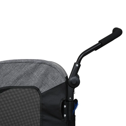 Foldable pet stroller with storage pocket and ventilation mesh for medium-sized dogs