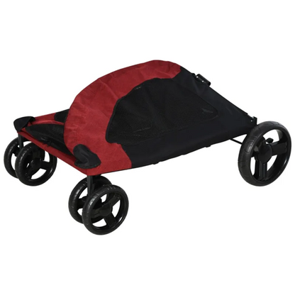 Foldable pet stroller with storage pocket and ventilation for medium dogs