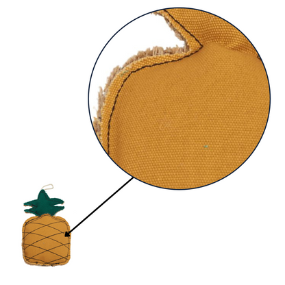 Country Living Canvas & Jute pineapple-shaped durable and non-toxic dog chew toy for small to medium breeds