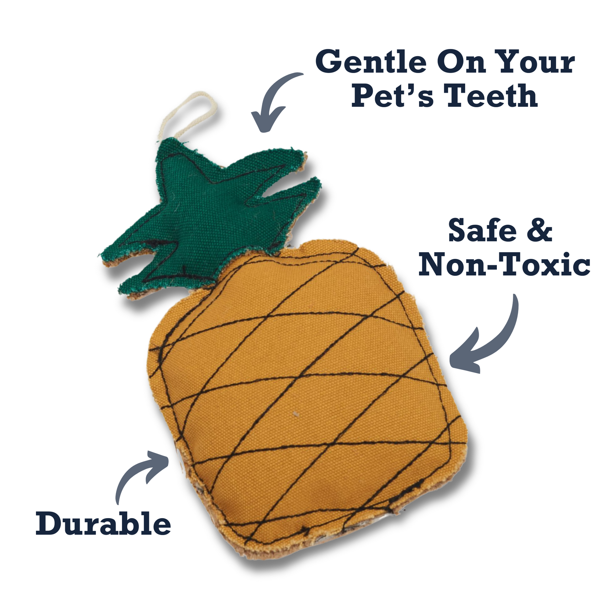 Country Living Canvas & Jute pineapple-shaped durable and non-toxic dog chew toy for small to medium dogs