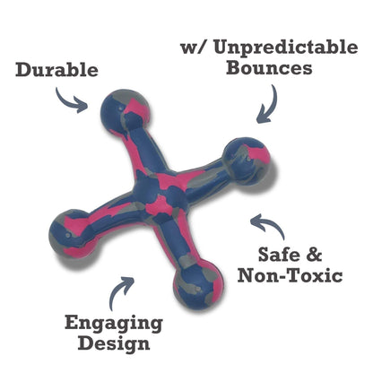 Natural Rubber Jack Dog Toy durable non-toxic chew toy with engaging unpredictable bounces and safe design