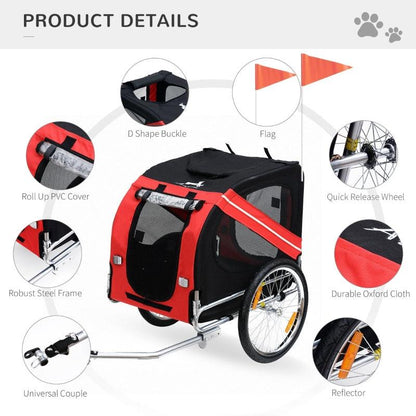 Bike Trailer Cargo Cart for Dogs & Pets - Heavy Duty Weather Resistant