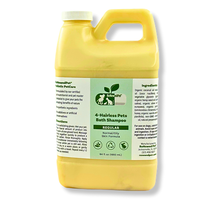 4-HAIRLESS PETS Regular Shampoo natural organic hairless pets shampoo for normal to oily skin with exfoliating gloves