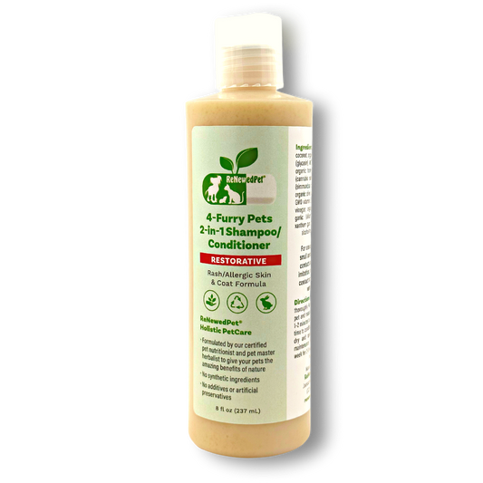 4-Furry Pets Restorative 2-in-1 natural shampoo and conditioner for pets with rash and allergic skin conditions