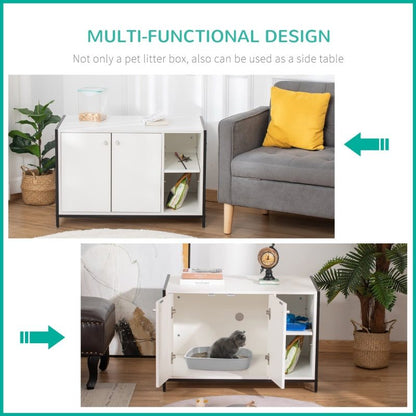 Hidden Cat Litter Box Enclosure-Stylish Multi-Functional Cat Furniture