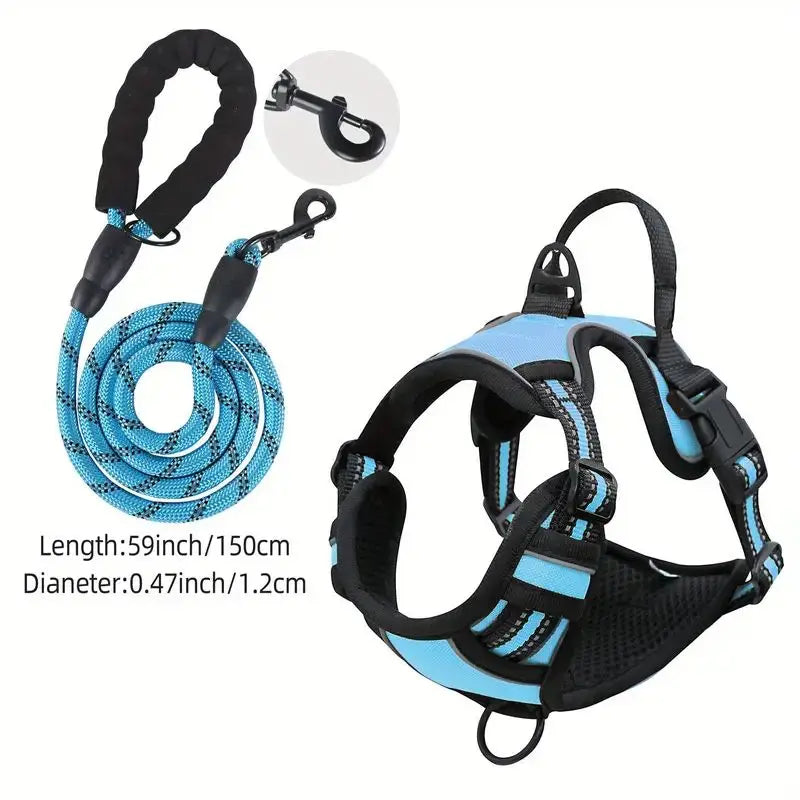 Heavy duty reflective service dog harness with front clip and easy control handle for large, small, and medium dogs