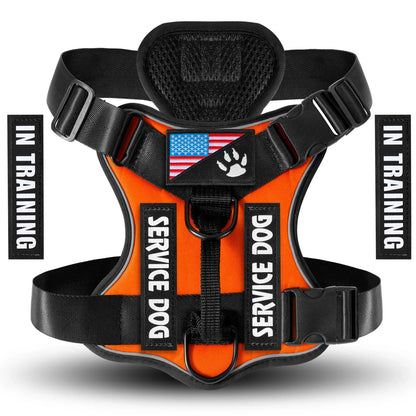 Reflective JTPAWS service dog harness with adjustable soft Oxford fabric and 5 PCS patches