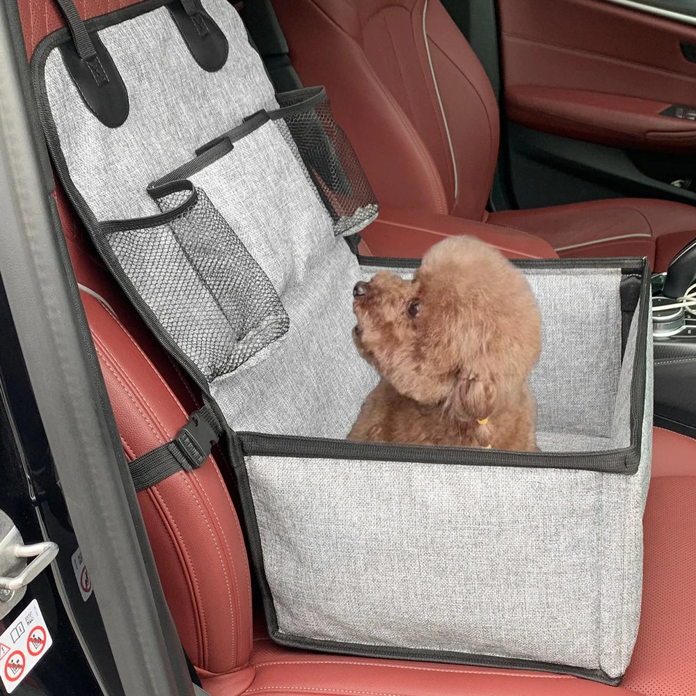 Dog Car Booster Seat - Front Seat Pet Carrier with Storage Pockets