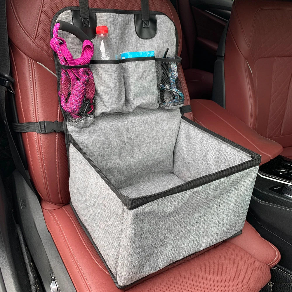 Dog Car Booster Seat - Front Seat Pet Carrier with Storage Pockets