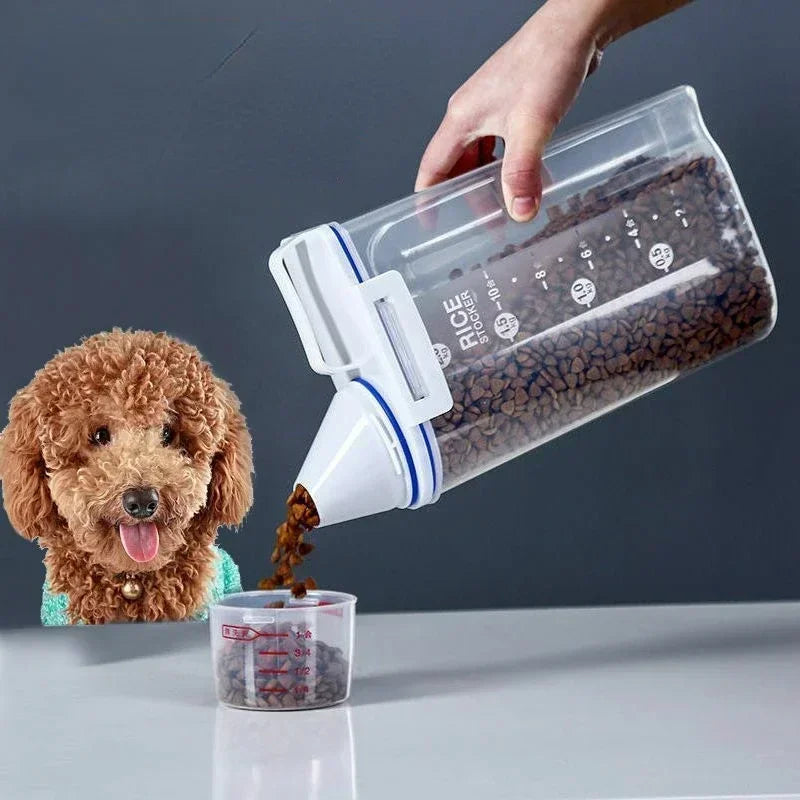 Dog & Cat Food Storage Container - 1.5kg/2kg with Measuring Cup